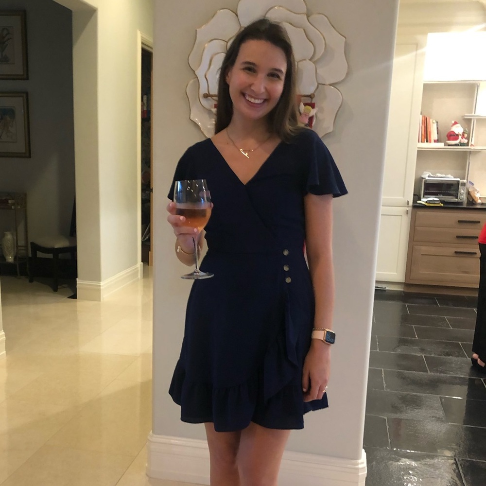 By & By Women’s XS Navy Ruffle Mini Dress